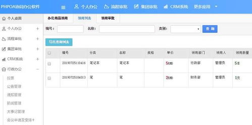 PHP辦公用品管理系統,PHPOA協同OA系統協助辦公用品管理
